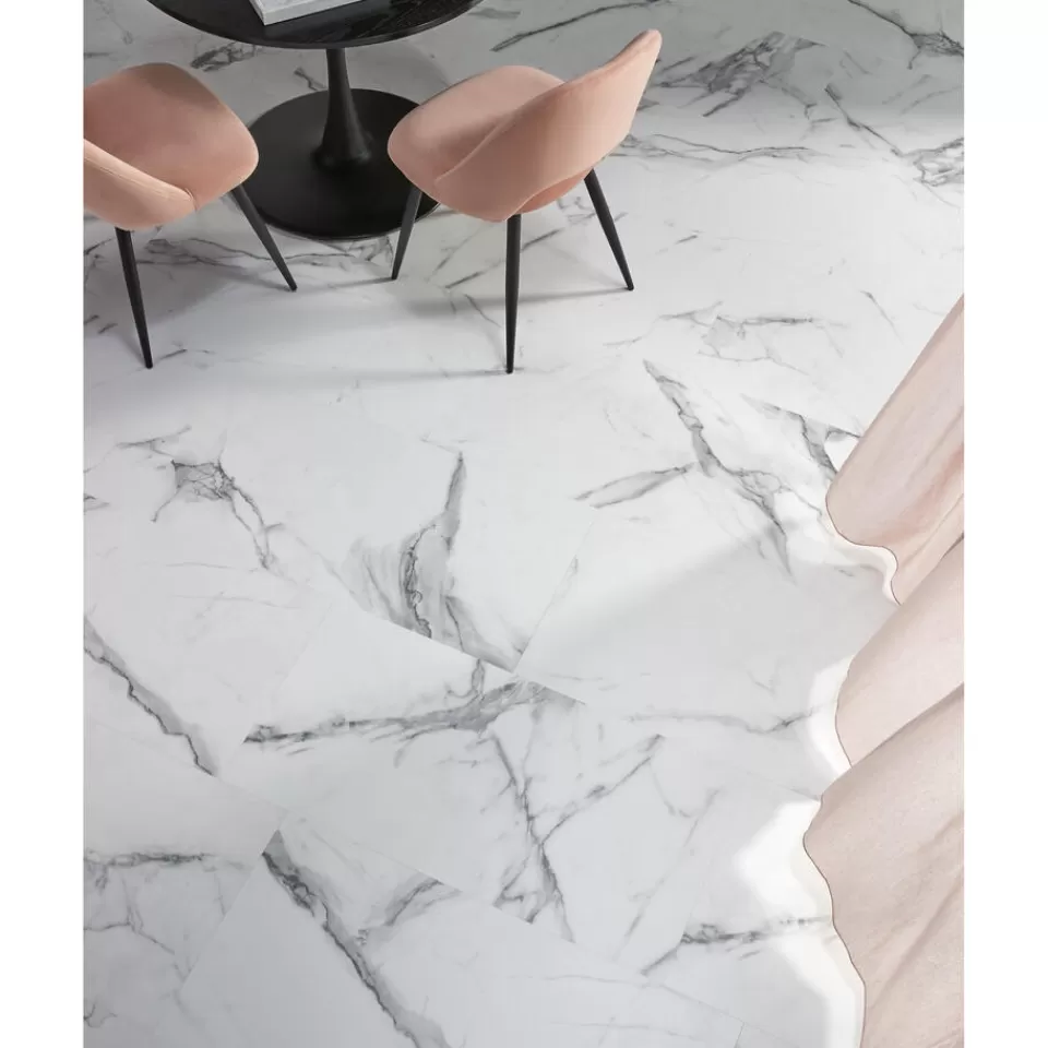 Kwantum Klik PVC Marble Wit Tegel XL Plank | Klik Pvc-Vloeren