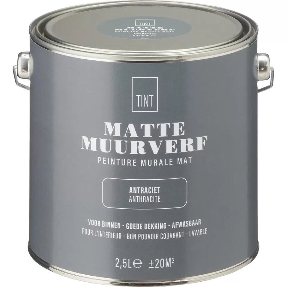 Kwantum Muurverf Mat Antraciet 2.5 L | Muurverf