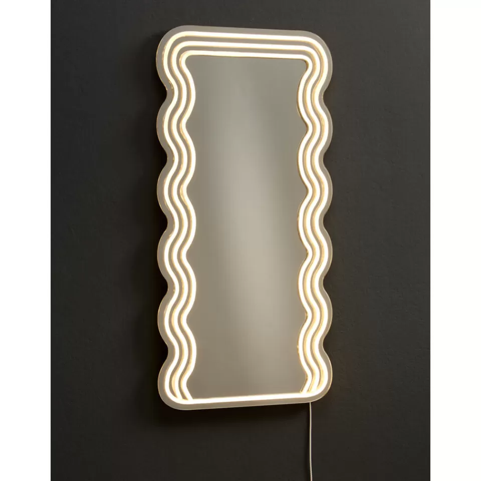 Kwantum Spiegel Met Verlichting - Wave - Neon - Warm Wit - 70x35 Cm | Spiegels | Wandlampen